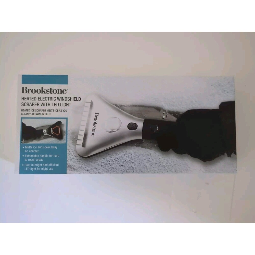 ❄️ Brookstone heated electric windshield snow ice scraper car with LED light NEW
